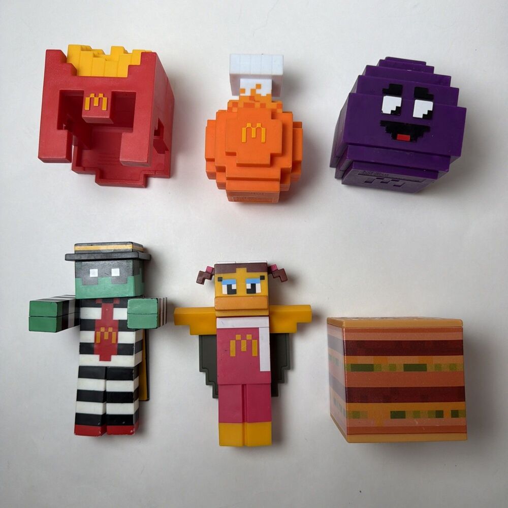 Minecraft McDonalds Adult Happy Meal Toys Set of 6 Figures (No Cards)